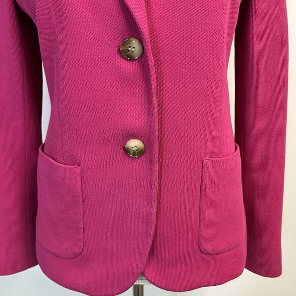 Talbots Blazer Jacket Women's Size 2 Hot Pink Woven Knit Stretch Pockets Career - Picture 4 of 7